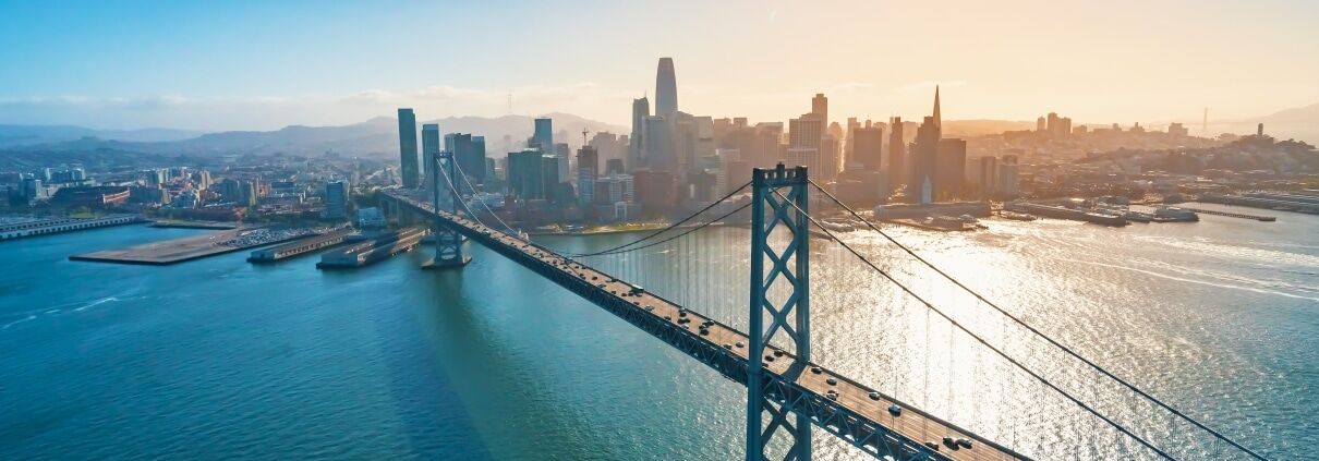 Aerial view of the Golden Gate Bridge in San Francisco