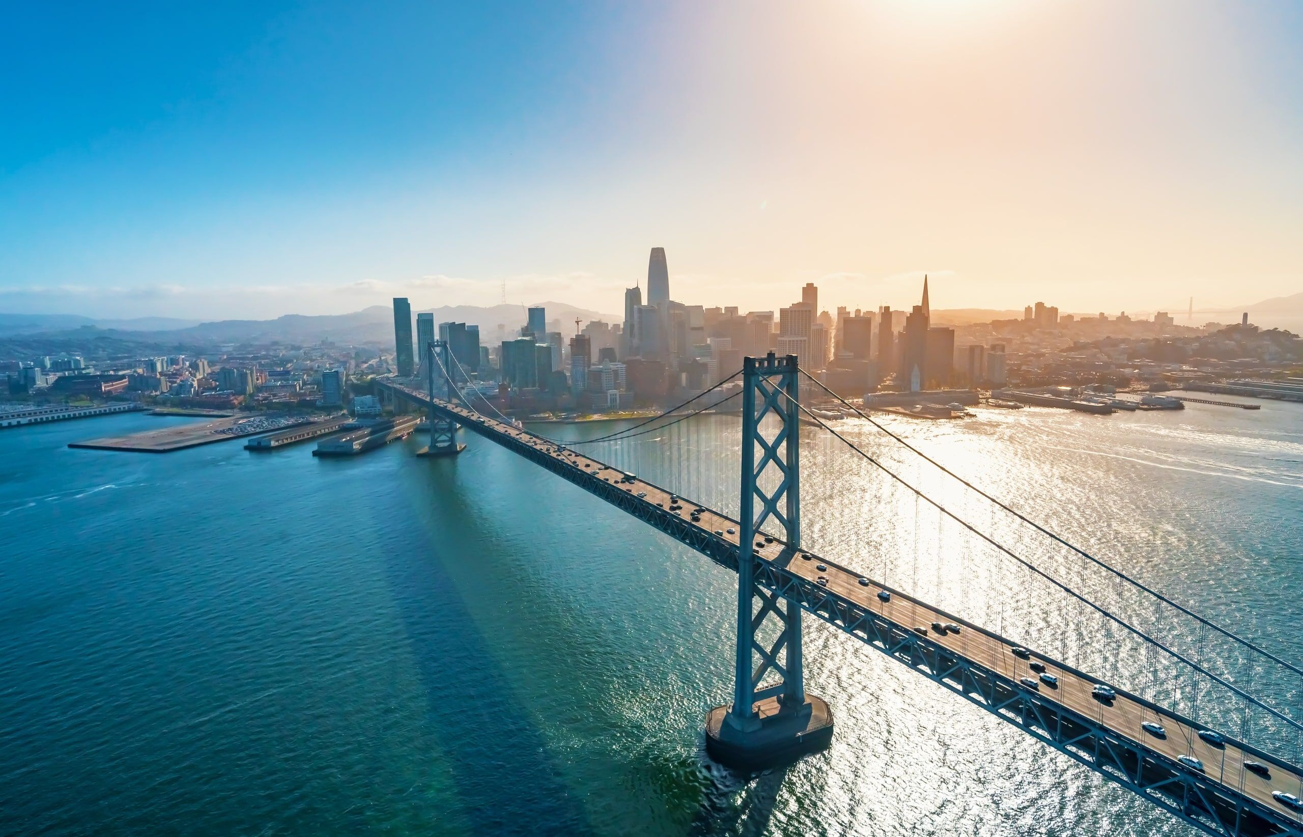 Aerial view of the Golden Gate Bridge in San Francisco