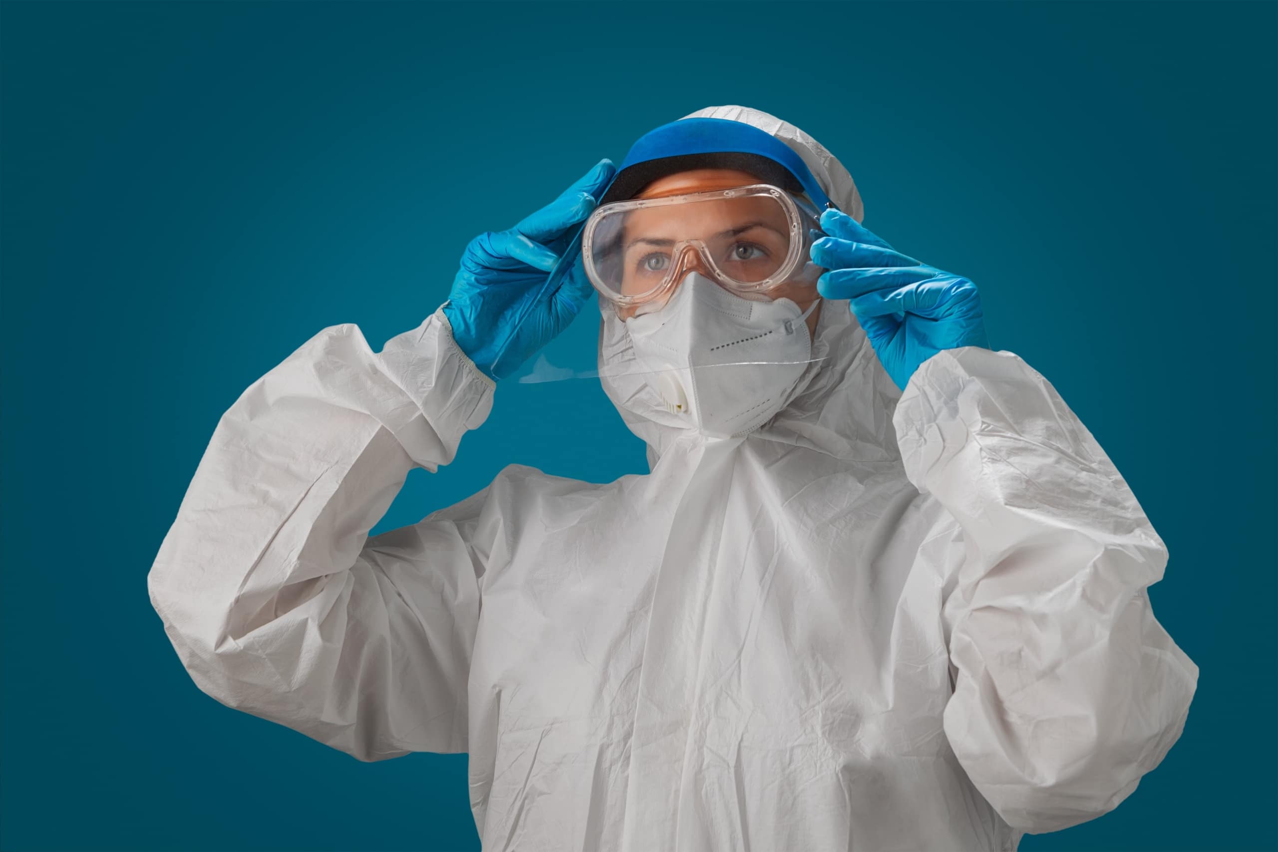 Medical professional in protective gear