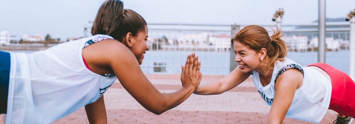 Two women exercising